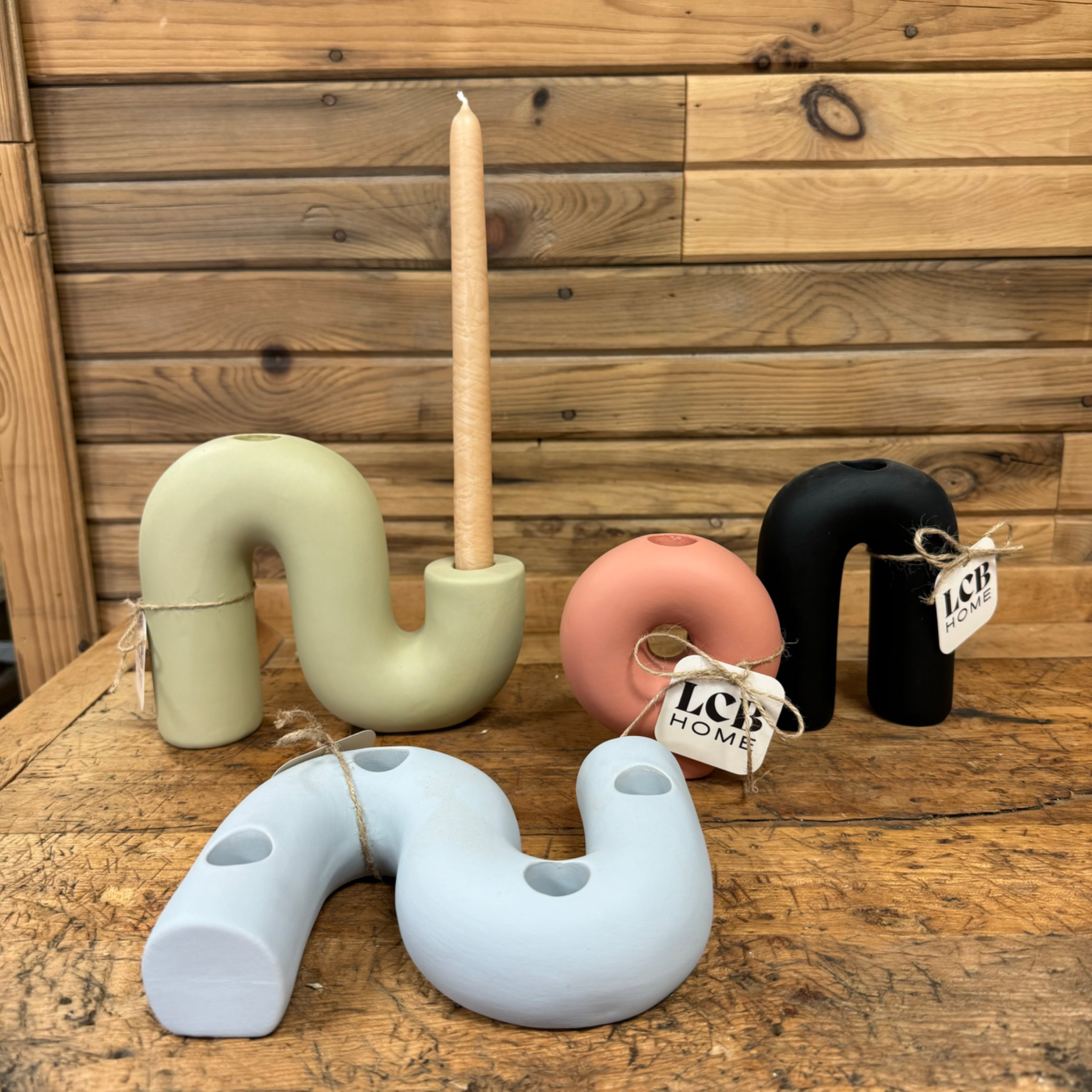 Black Abstract Candle Holder