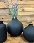 Black Metal Textured Vases